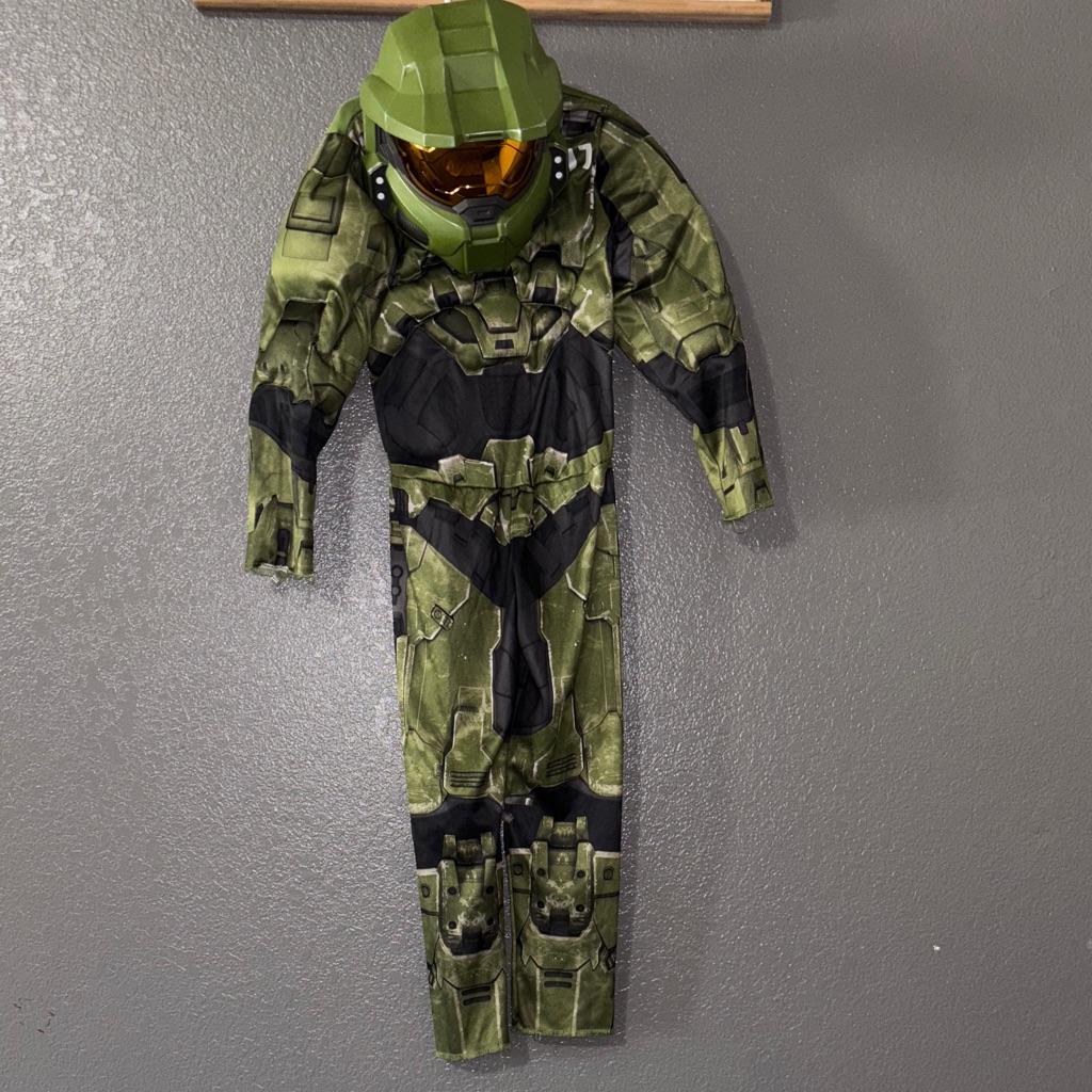 Halo Kids Superhero Costume Green And Black Master Chief Jumpsuit With Helmet